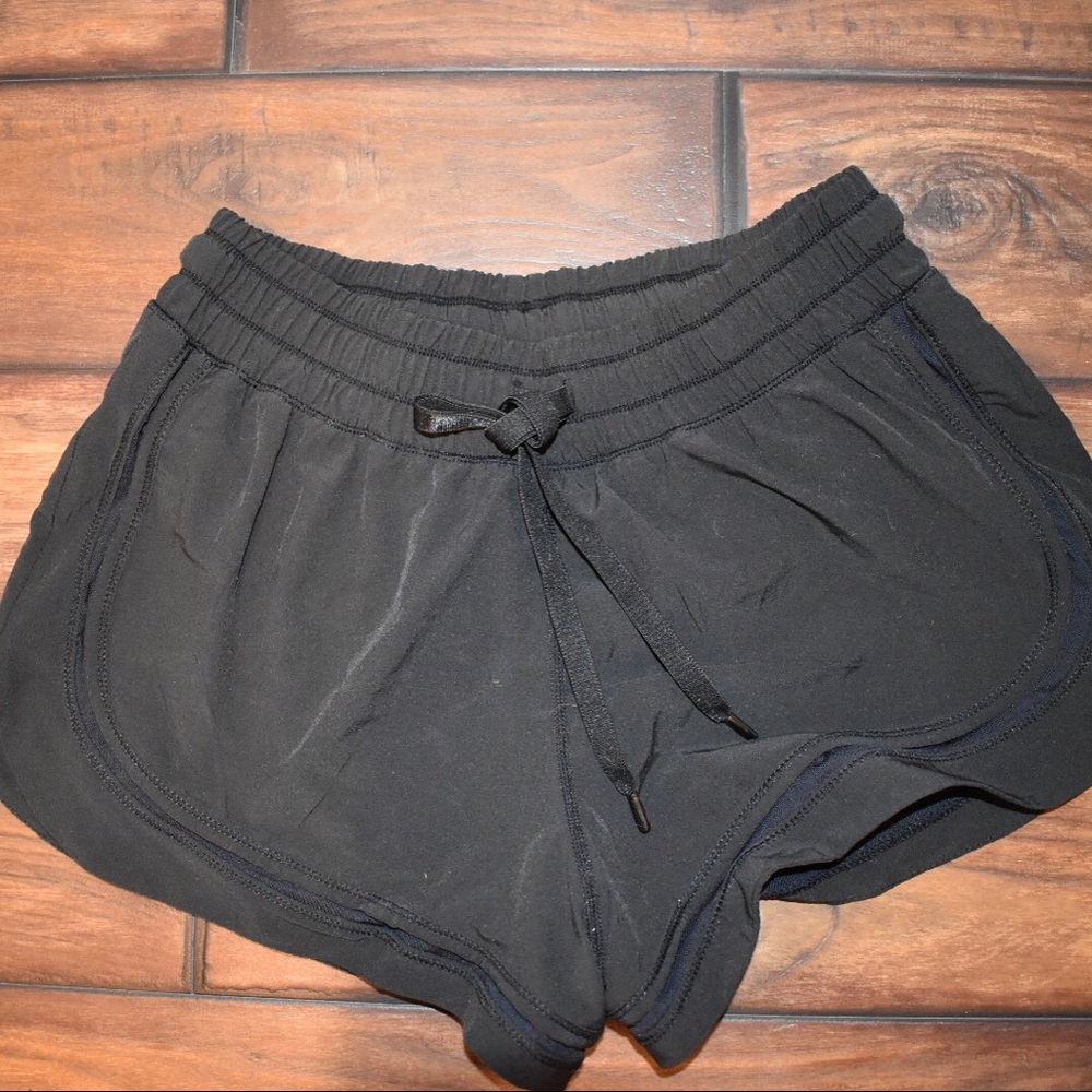 EUC Lululemon Black Shorts Size 4 Mesh Panels
